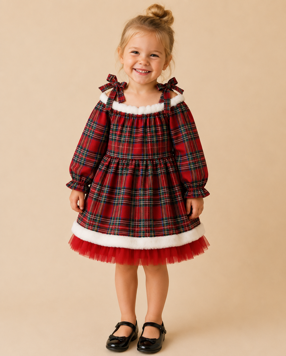 Christmas Plaid Long Sleeve Dress