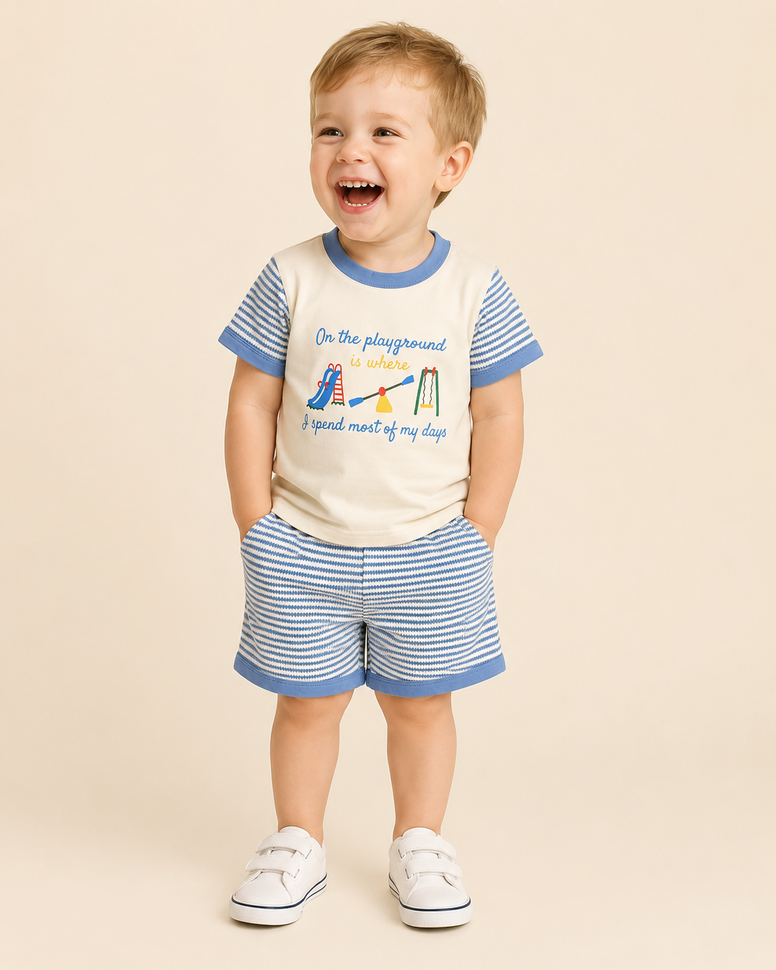 On The Playground Embroidered Short Set