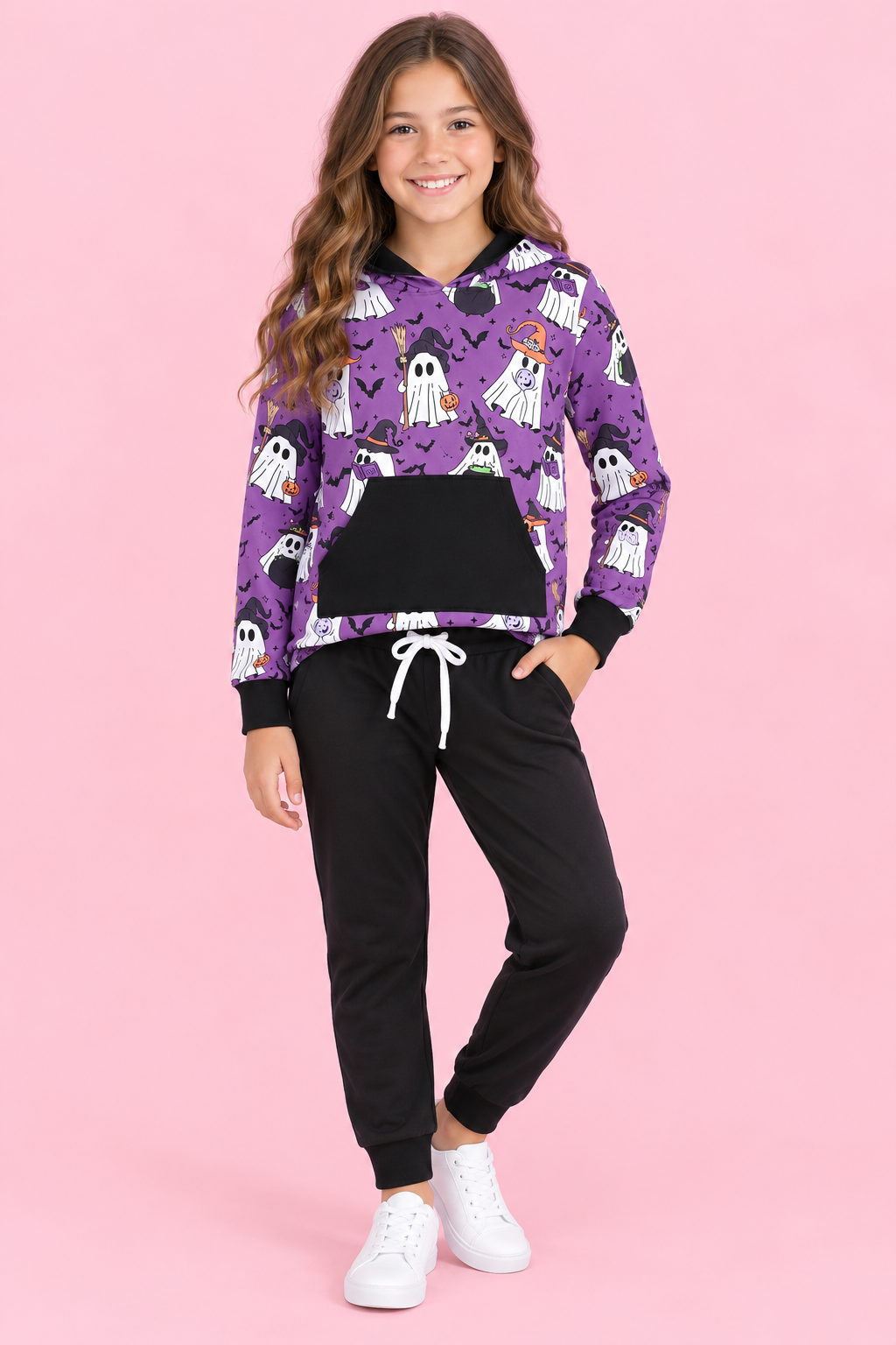 Purple Witchy Ghost Hooded Lounge Set