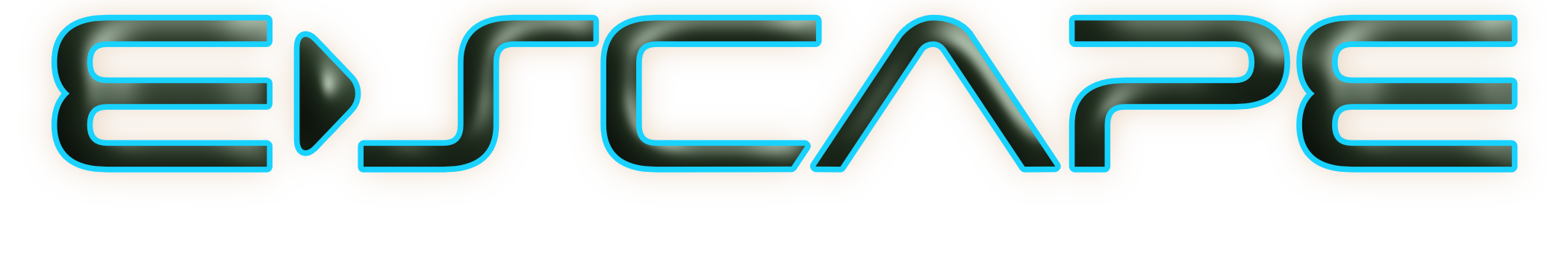 The logo of the game, which reads, "E-Scape" in bold futuristic text and has "A Science Fantasy Roleplaying Game" in a different futuristic font underneath.