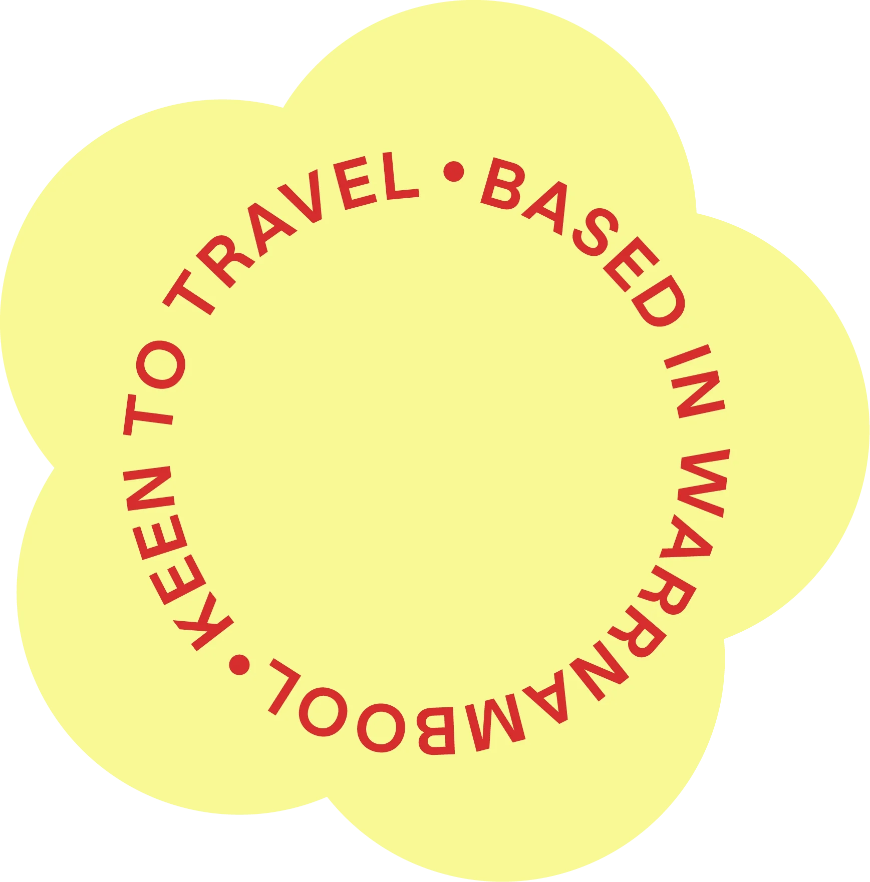 Yellow circular token with red text that reads 'TRAVEL BASED IN' and surrounding text indicating a travel award or recognition program.