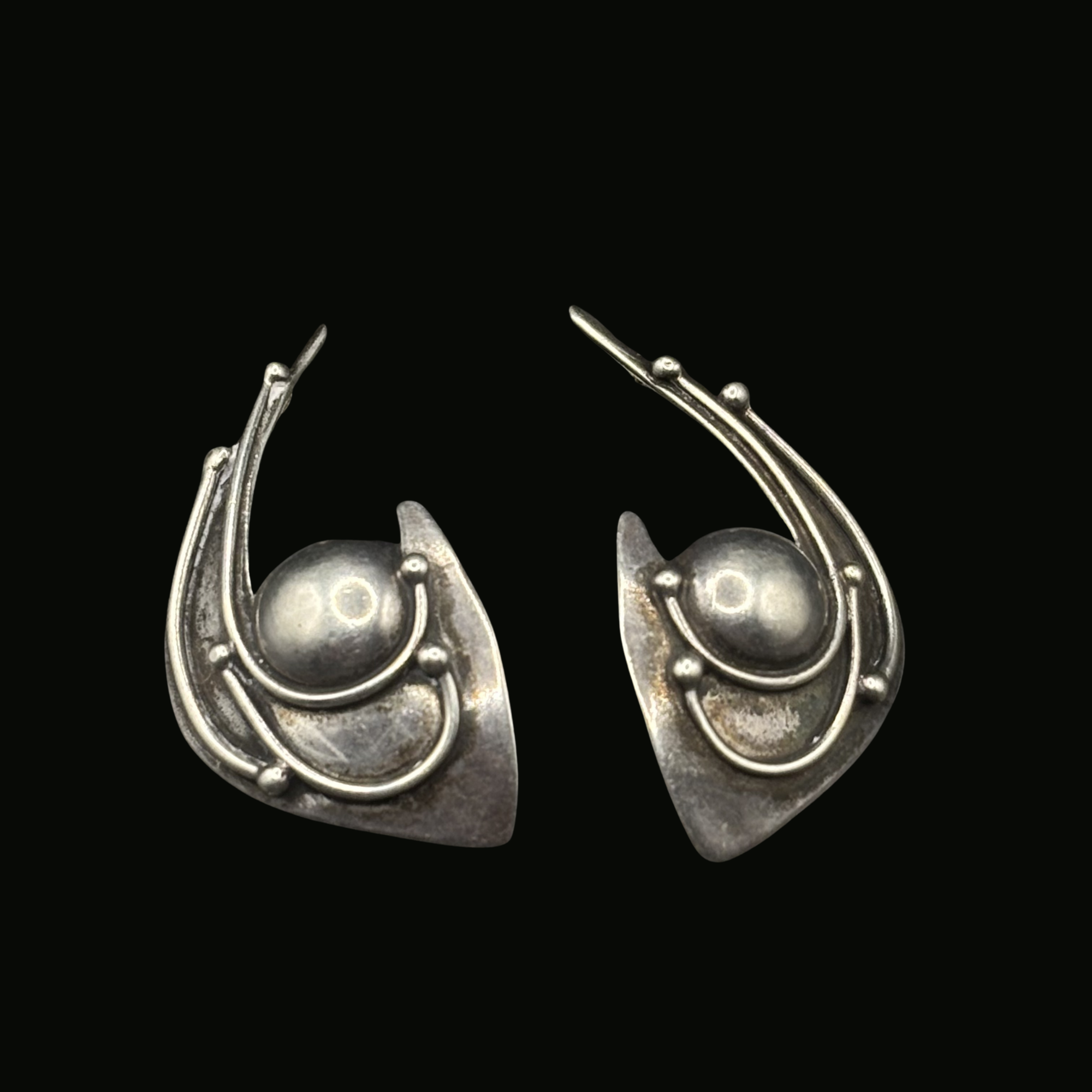 Abstract Mid century modernist sterling silver earrings