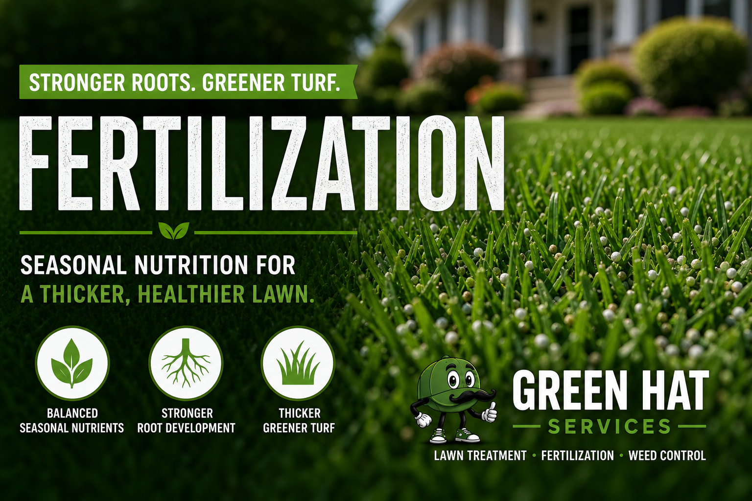 fertilization for your lawn. seasonal nutrition for a thicker lawn 