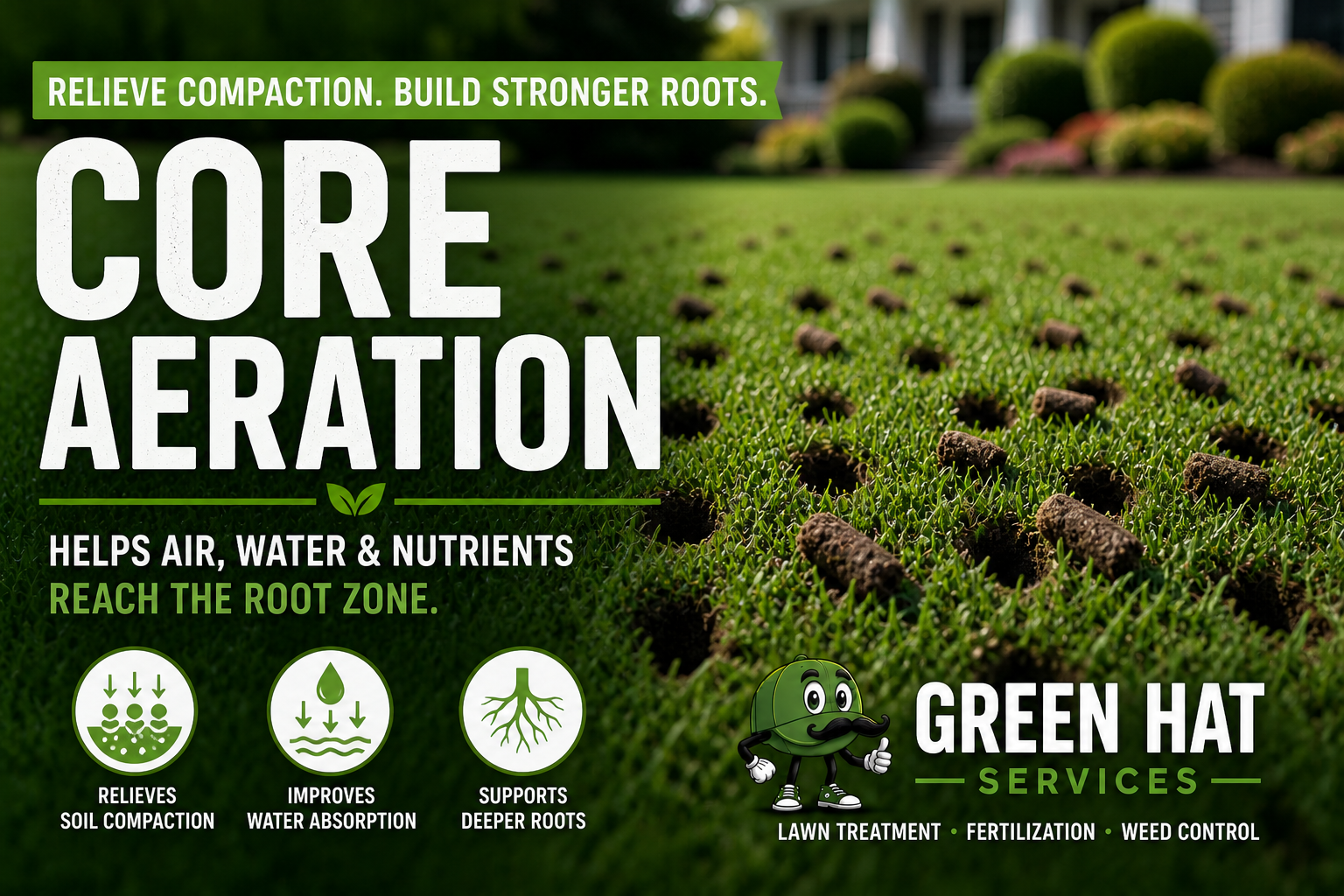 core aeration helps air water and nutrients  reach the roots