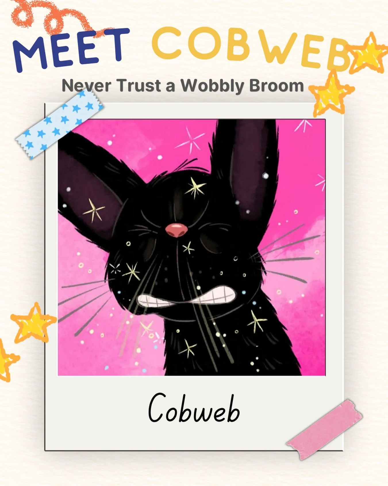 🐈&zwj;⬛✨ Meet Cobweb!

Poppy&rsquo;s magical little sidekick with one very sparkly problem&hellip;

He sneezes glitter. ✨🤧✨

And when you&rsquo;re headed on your very first Great Broom Flight, a glitter-sneezing cat might make things just a tiny bi
