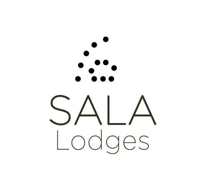 Minimalist logo with black dots forming a triangular shape above the text 'SALA Lodges', with 'SALA' in bold uppercase and 'Lodges' in lowercase.