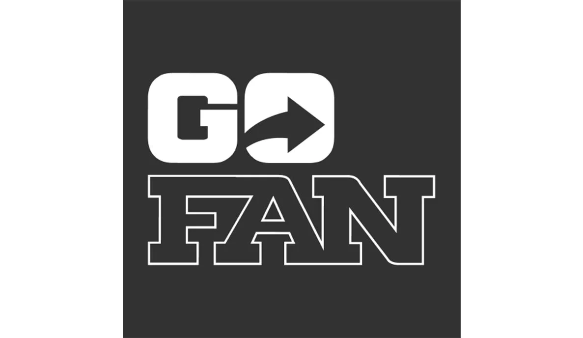 A black and white graphic with the word "GO" followed by a right arrow, and the word "FAN" underneath.
