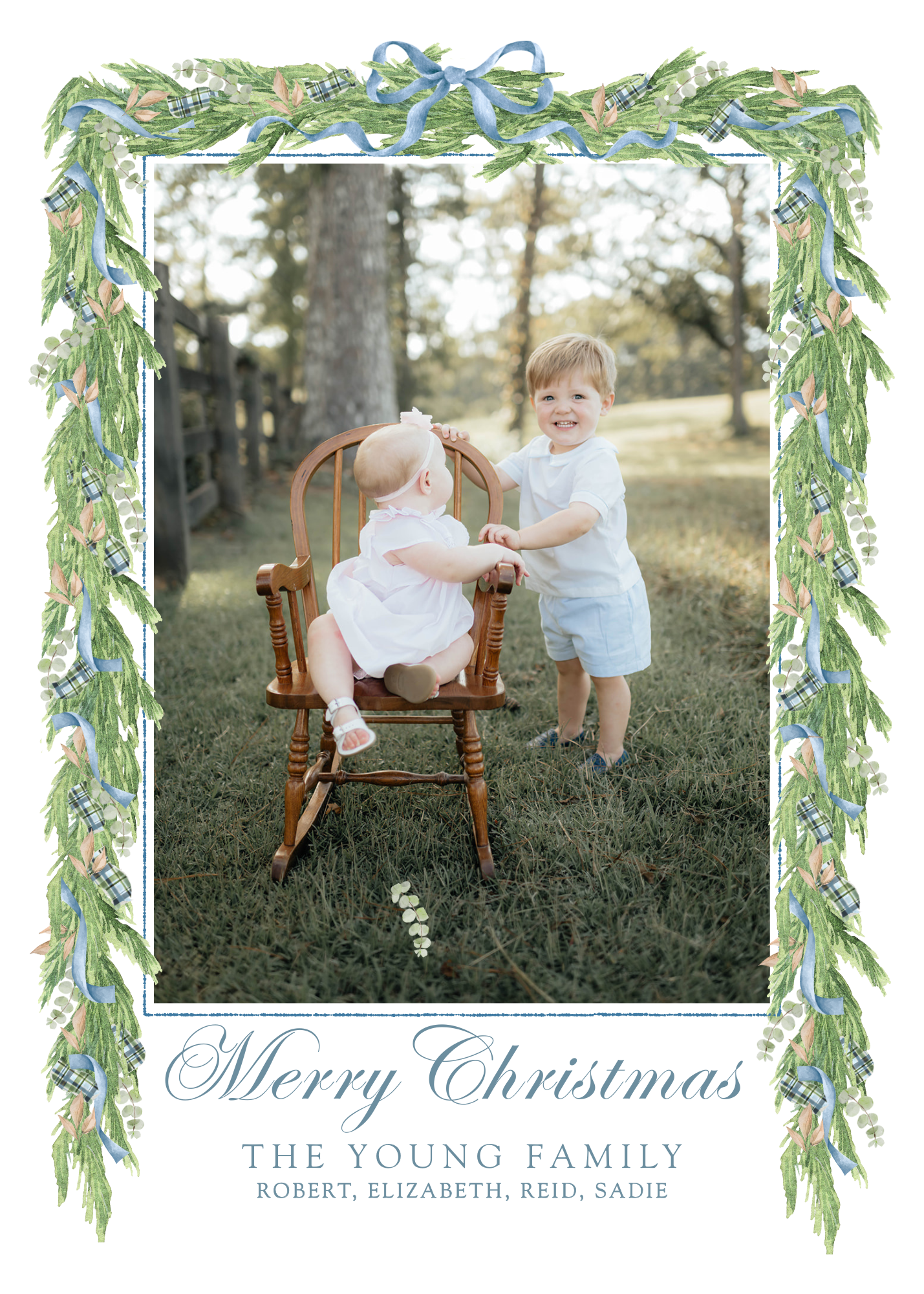 Garland, Blue Ribbon & Eucalyptus
