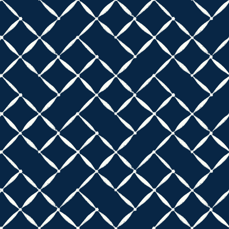 Pattern of white chain links on a dark blue background.