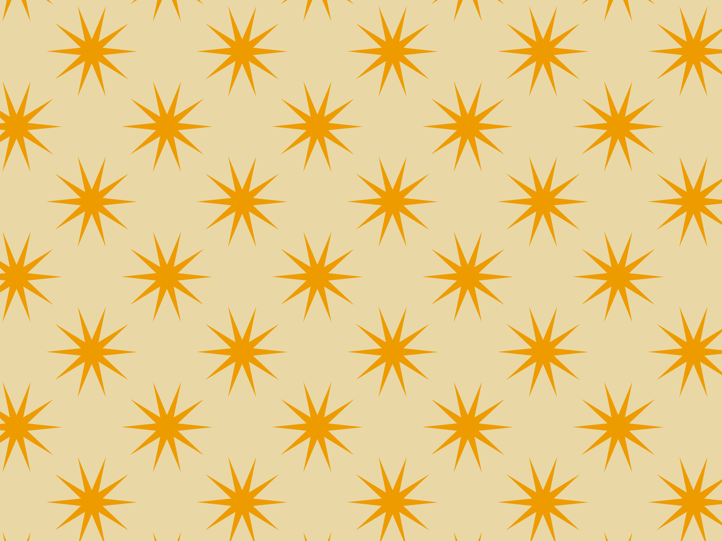 Pattern of orange, eight-pointed stars on a beige background.