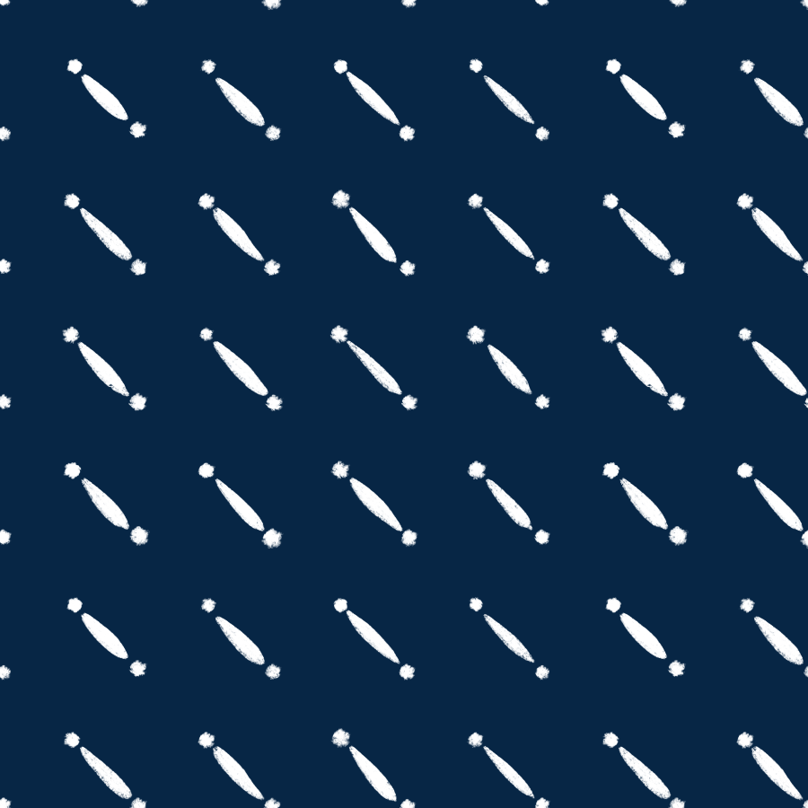 White abstract shapes arranged in a diagonal pattern on a dark blue background.