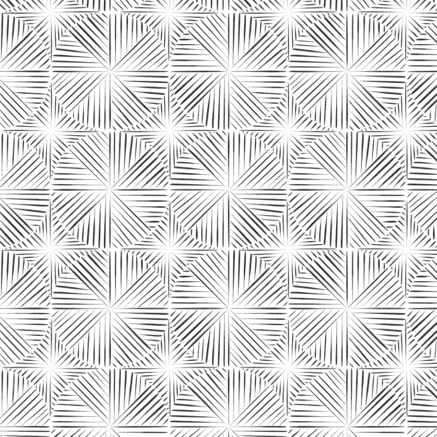A repeating black and white geometric pattern of squares with diagonal lines radiating from the center of each square.