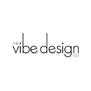 Logo for The Vibe Design Co with stylized text in black and gray.