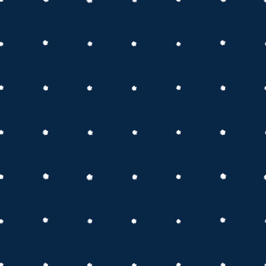 Navy blue fabric with evenly spaced small white polka dots.