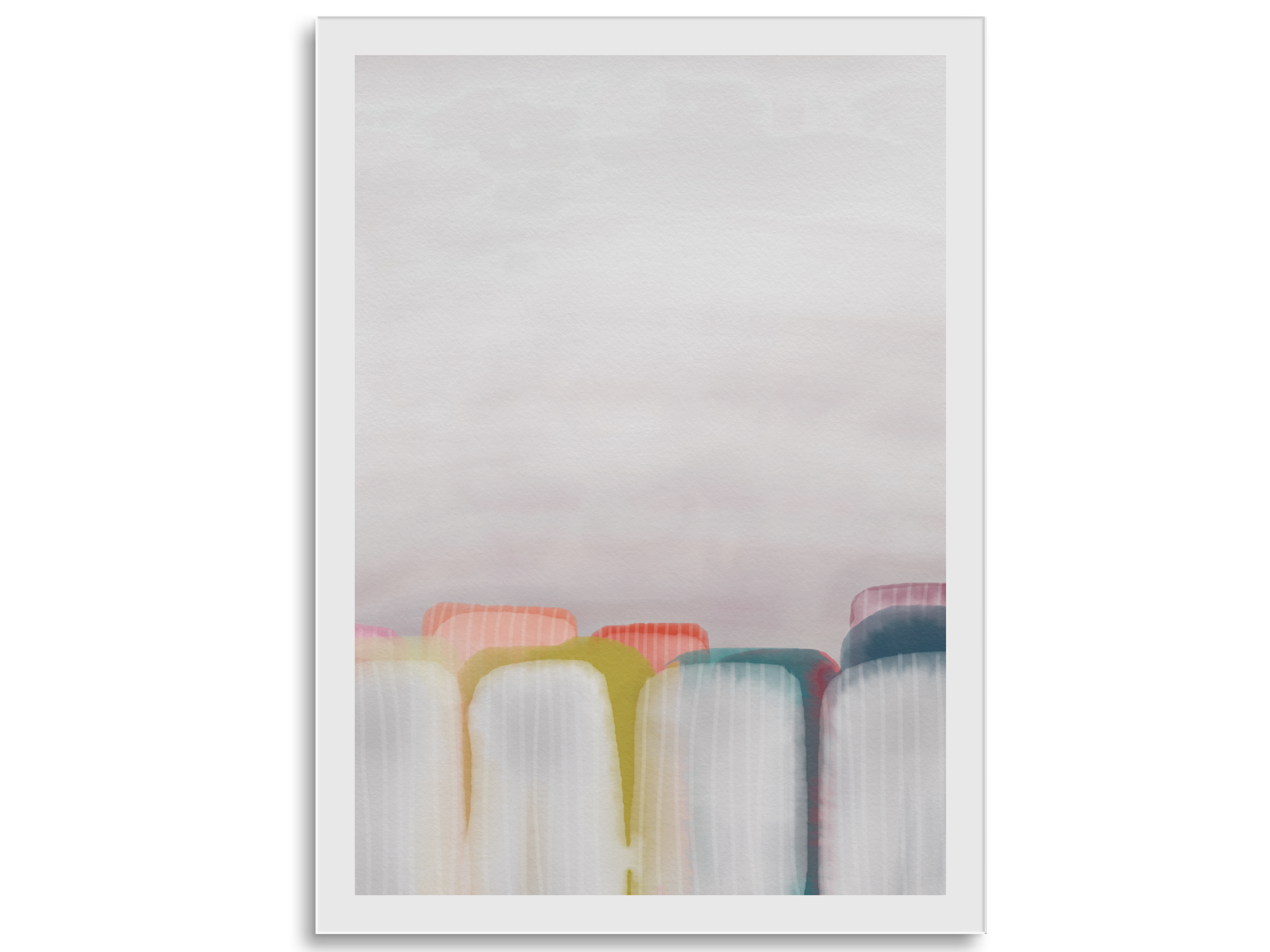 A watercolor-style framed abstract art print.