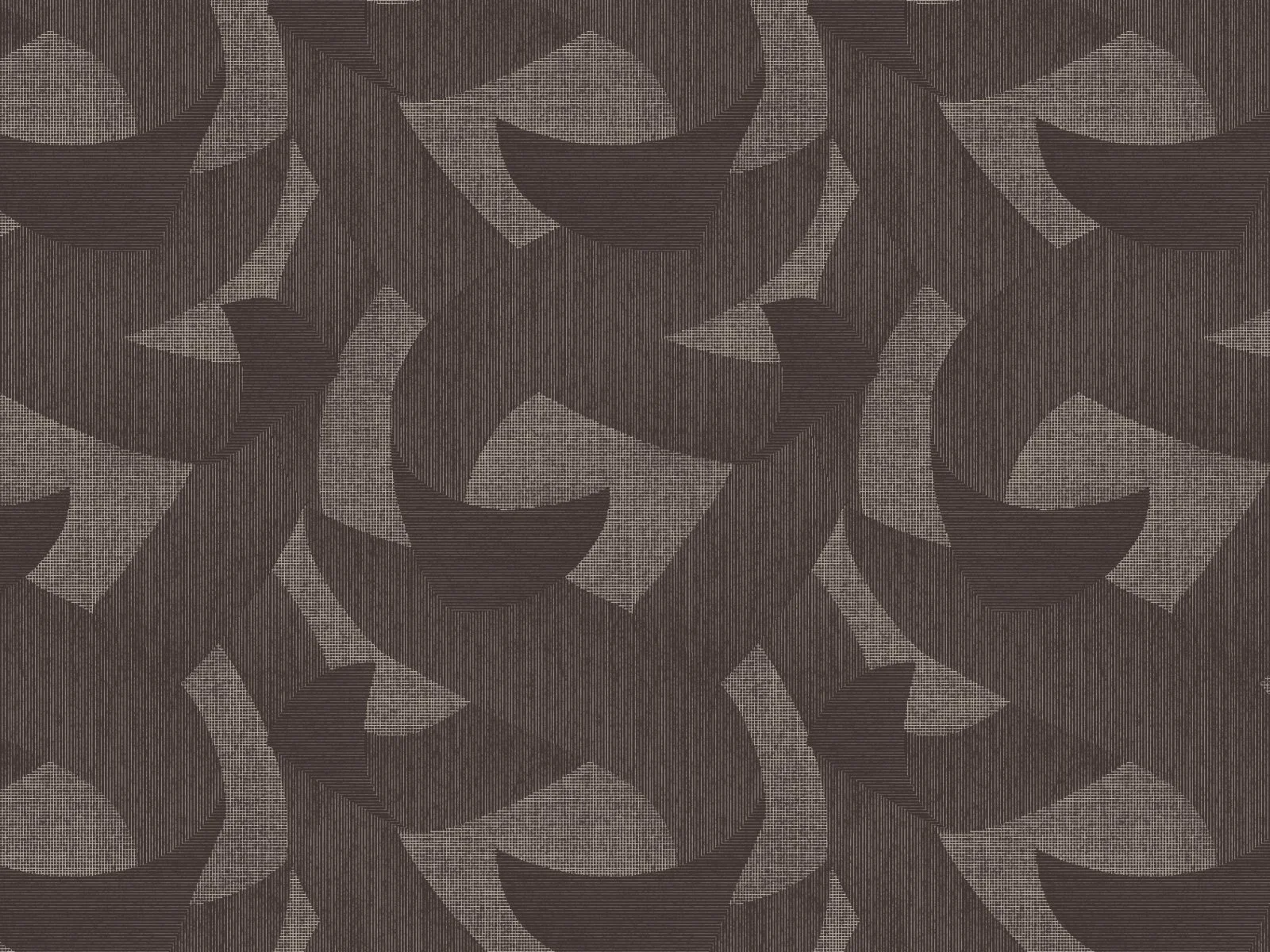 Pattern of interconnected leaves in dark brown and beige colors.