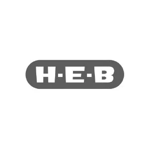 H-E-B logo with white text inside an oval shape on a gray background.