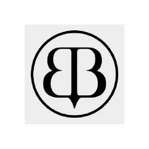 Black and white logo with stylized letter 'B' inside a circle.