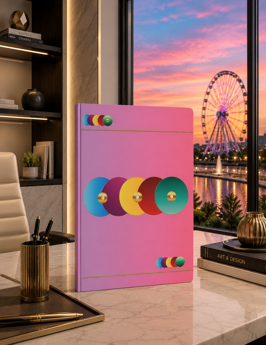 A sketchbook as beautiful as the art that inspires it. Pink Orbitals Sketchbook Notebook by Dee Tirang Available on Amazon