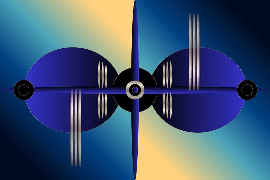 Infinity Meridian Blue Gold Silver Striking Geometric Abstract Art