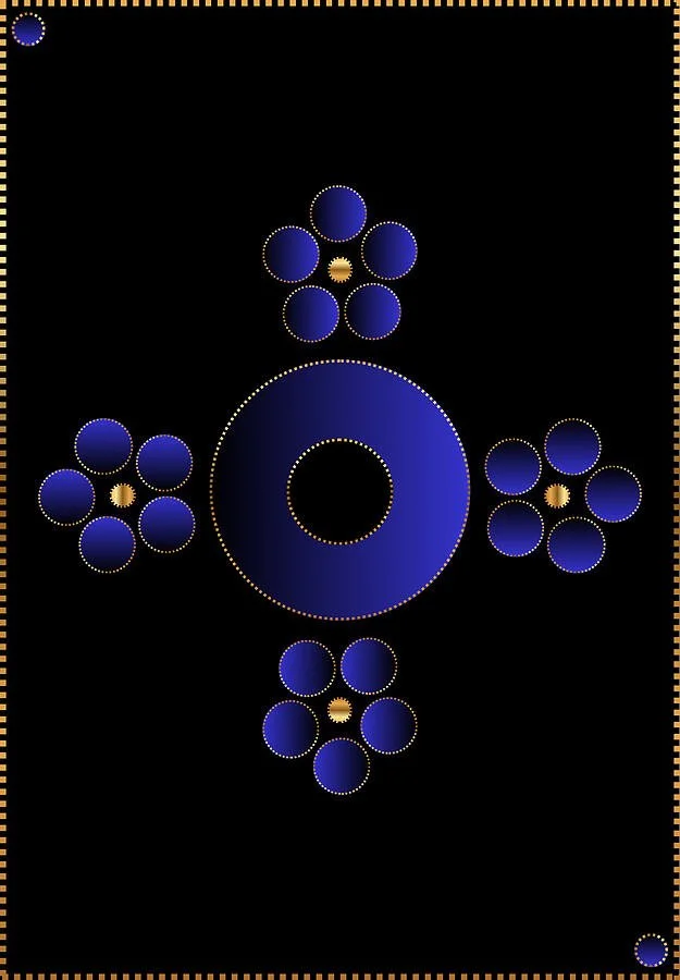 Celestial Axis Navy Blue Black Gold Abstract Art by Dee Tirang