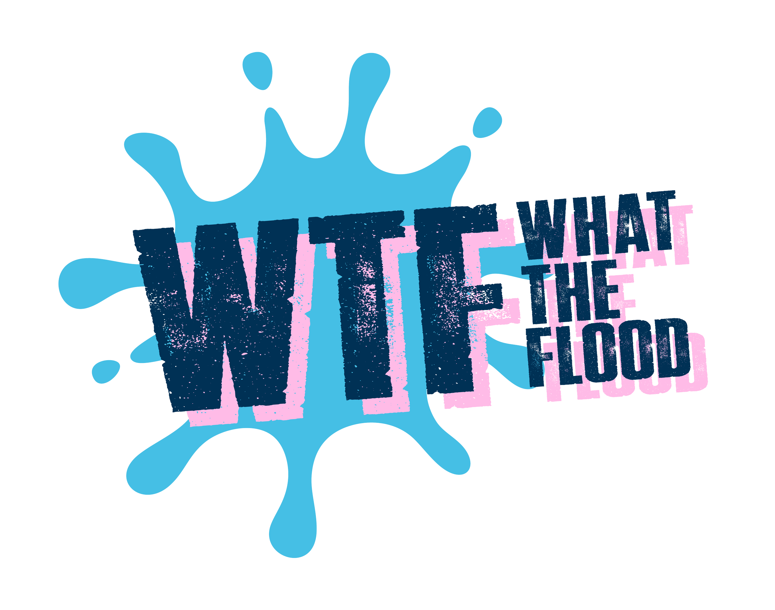 Colorful, abstract graphic with splash shapes and layered text that reads 'WHAT'S THE FOOD' in bold, distressed fonts.