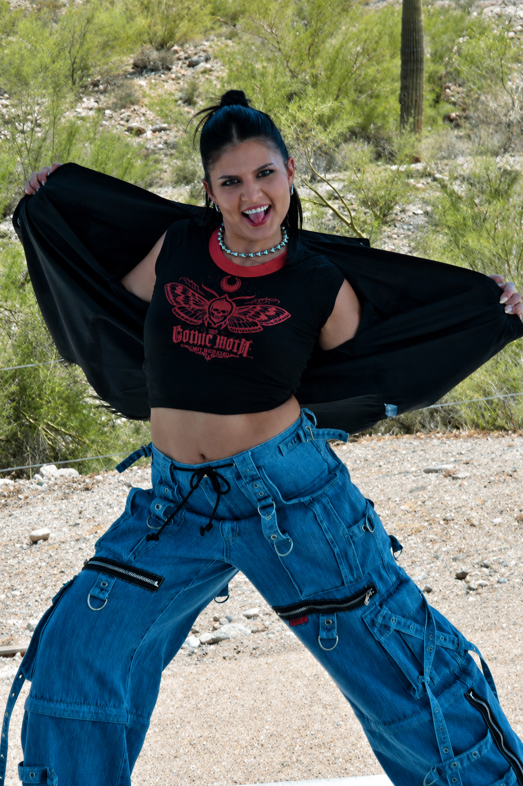 Julia Spreading out the Mens Western Shirt wearing Baby Crop.png