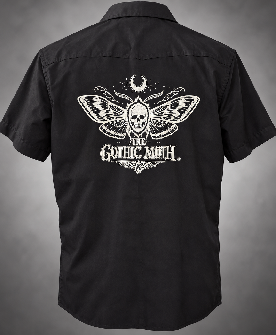 Mens Button Down Gothic Moth Gioberti Shirt.png