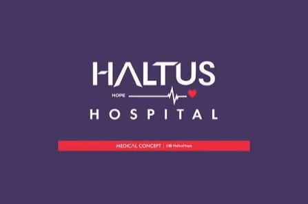Logo del Hospital Haltus con una línea de electrocardiograma, la palabra 'Hope' y un corazón rojo.