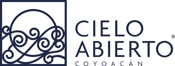 Logotipo de Cielo Abierto Coyoacán con ilustración de un cielo y nubes en estilo de línea