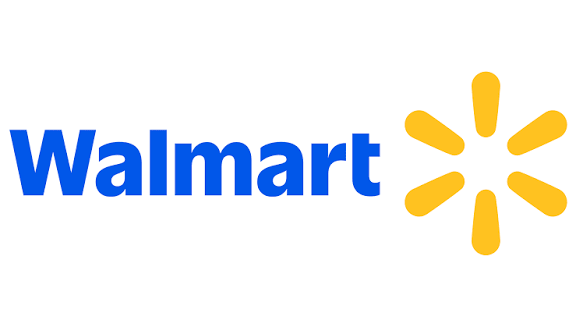 Logo de Walmart en colores azul y amarillo con el texto 'Walmart' y un símbolo de estrella o sol estilizada.
