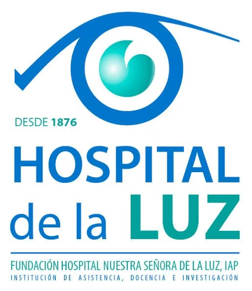 Logotipo del Hospital de la Luz con una espiral, el texto 'Desde 1876', 'Hospital de la Luz', y 'Fundación Hospital Nuestra Señora de La Luz, IAP'.