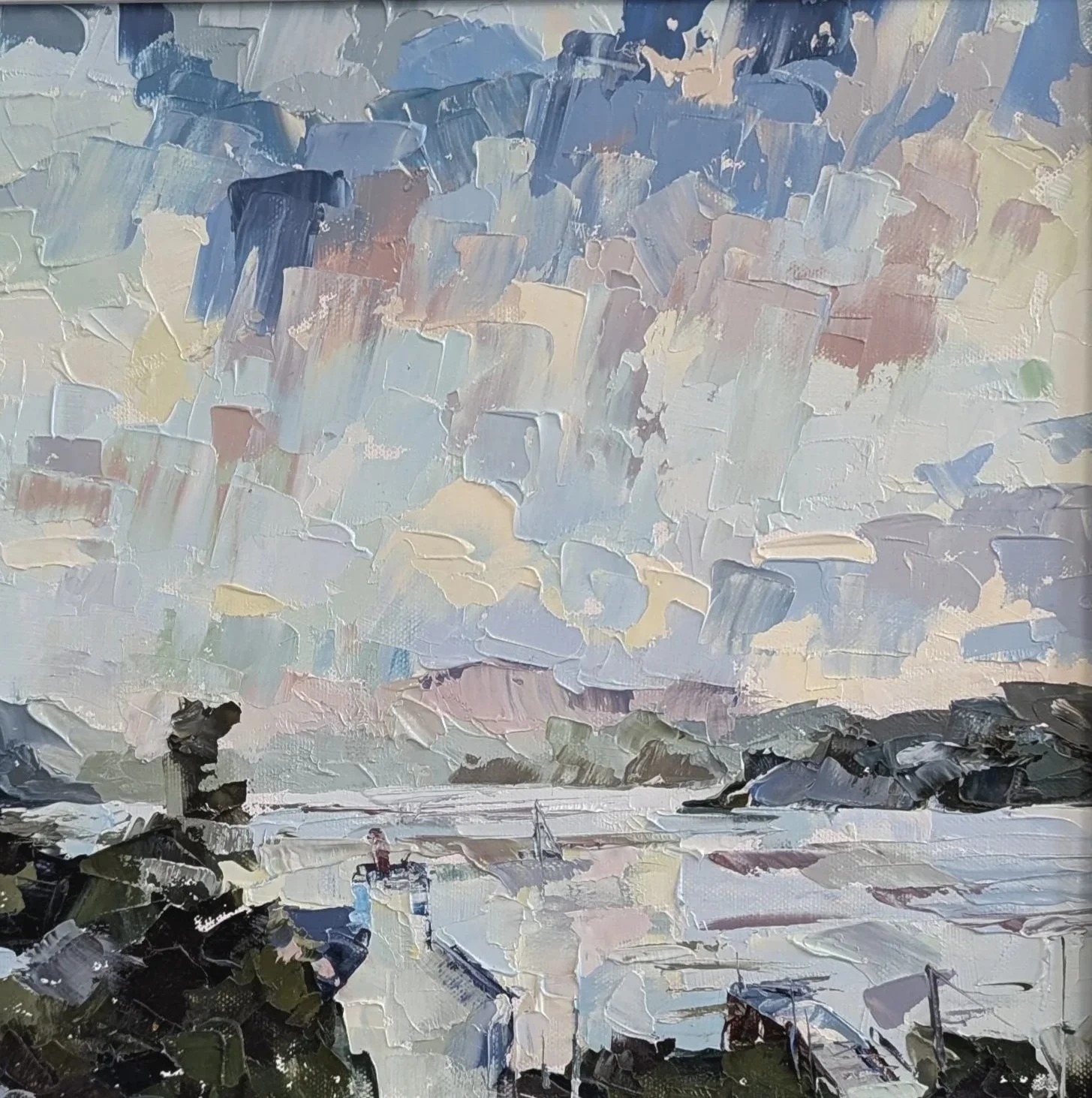 SOLD - Lochaline Rain, Highlands - £450 - Oil on panel - 30.5 cm x 30.5cm