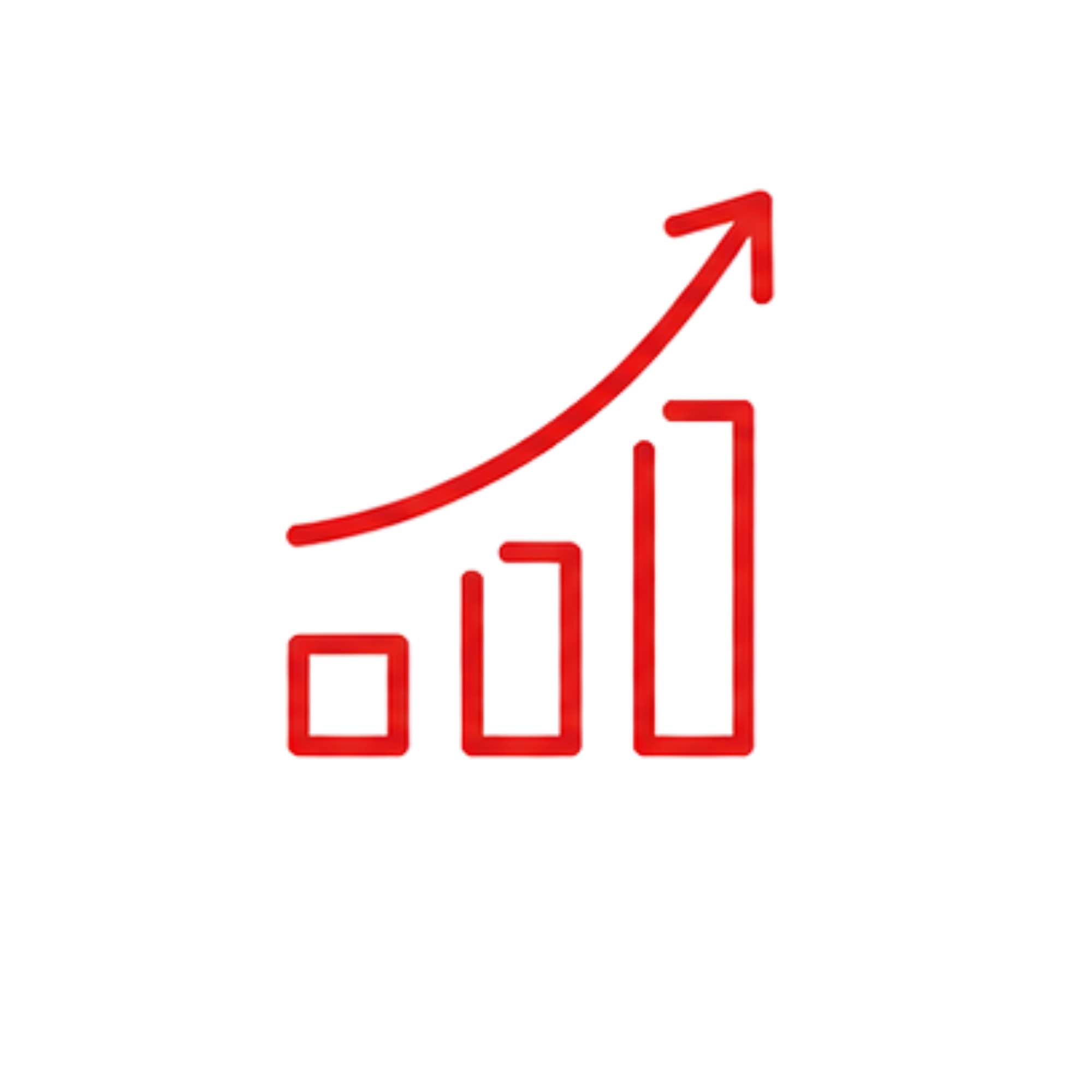 A red, upward-trending arrow on a black background.