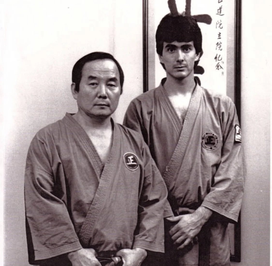 Historical photograph of Ross Cameron with Grandmaster Young Ku Yun during his early years of martial arts training.