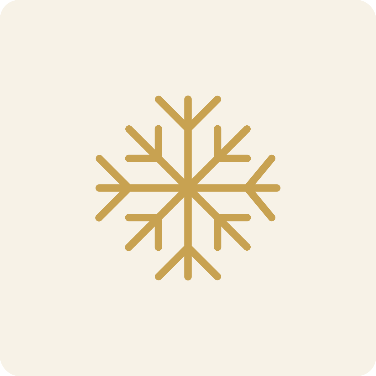 Gold snowflake on a light beige background.