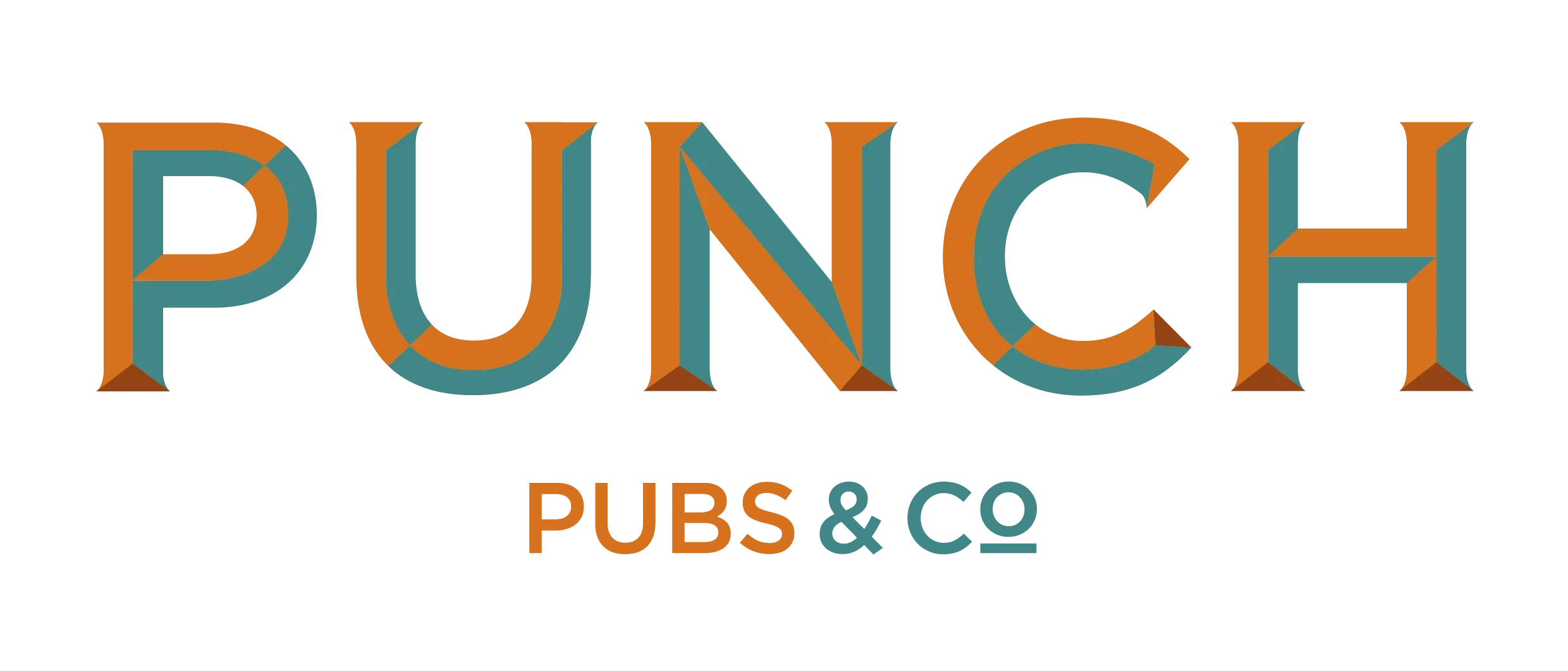Stylized logo with the text 'PUNCH PUBS & CO' in bold, multicolored letters with intricate shading and shadow effects.