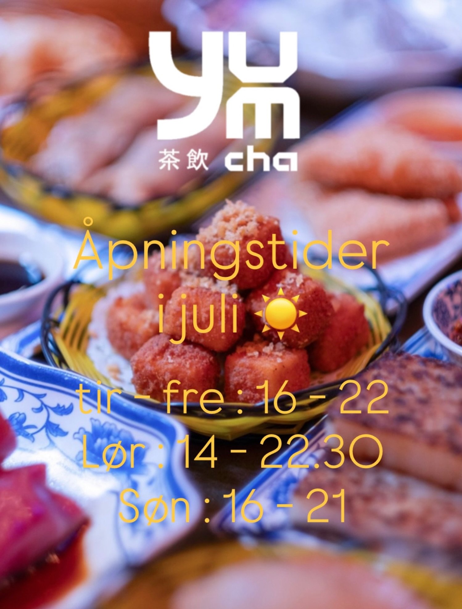 Y U M  C H As &aring;pningstider i juli💛
Tir - fre : 16 - 22 ( kj&oslash;kkenet stenger 21:30 )
L&oslash;r : 14 - 22:30 ( kj&oslash;kkenet stenger 21:30 )
S&oslash;n : 16 - 21 ( kj&oslash;kkenet stenger 20:30 )

#valkyrien