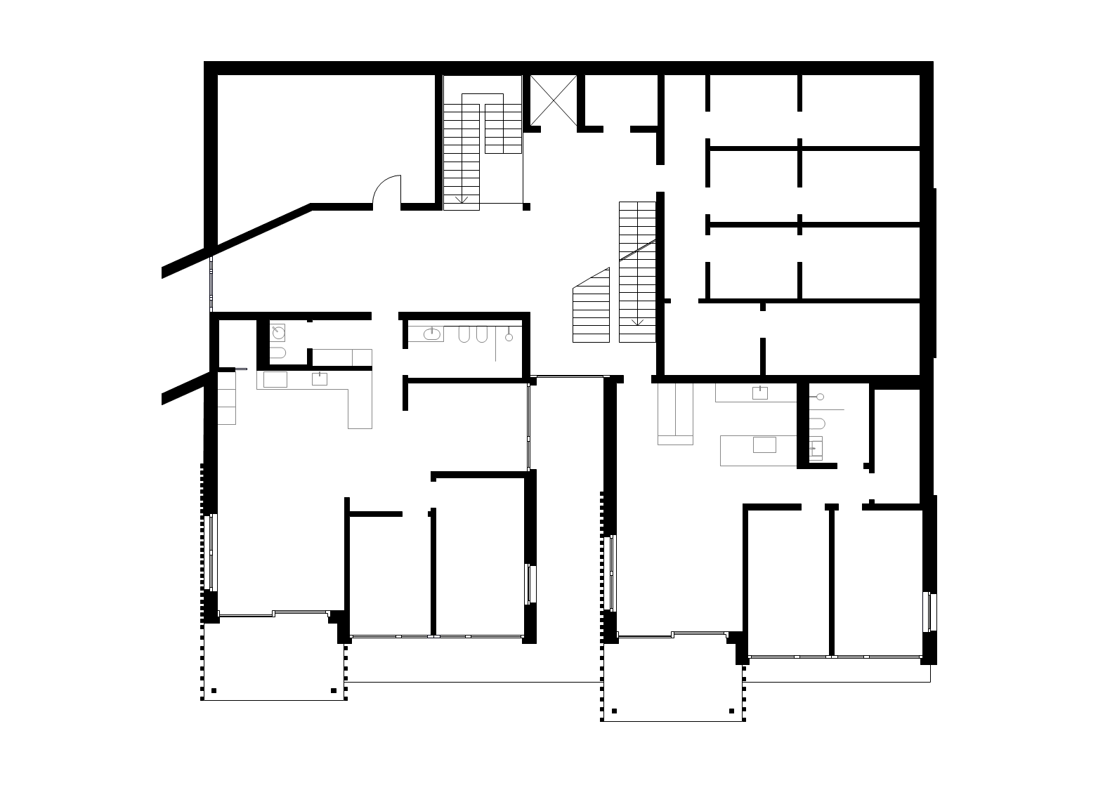 Schaltplan einer elektronischen Schaltung mit verschiedenen Symbolen für Bauteile und Verbindungen.