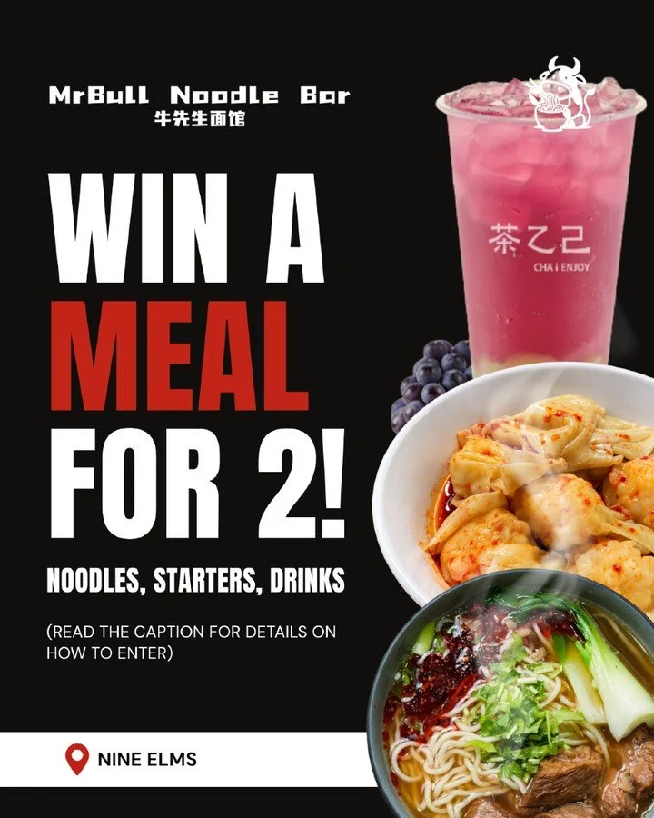 WIN A MEAL FOR 2 AT MR BULL NOODLE BAR!

We&rsquo;re kicking off our new weekly competition, and this week&rsquo;s prize is a meal for two at our Nine Elms location.

The winner will receive:

2 noodle dishes
2 starters
2 drinks

To enter:

Like this