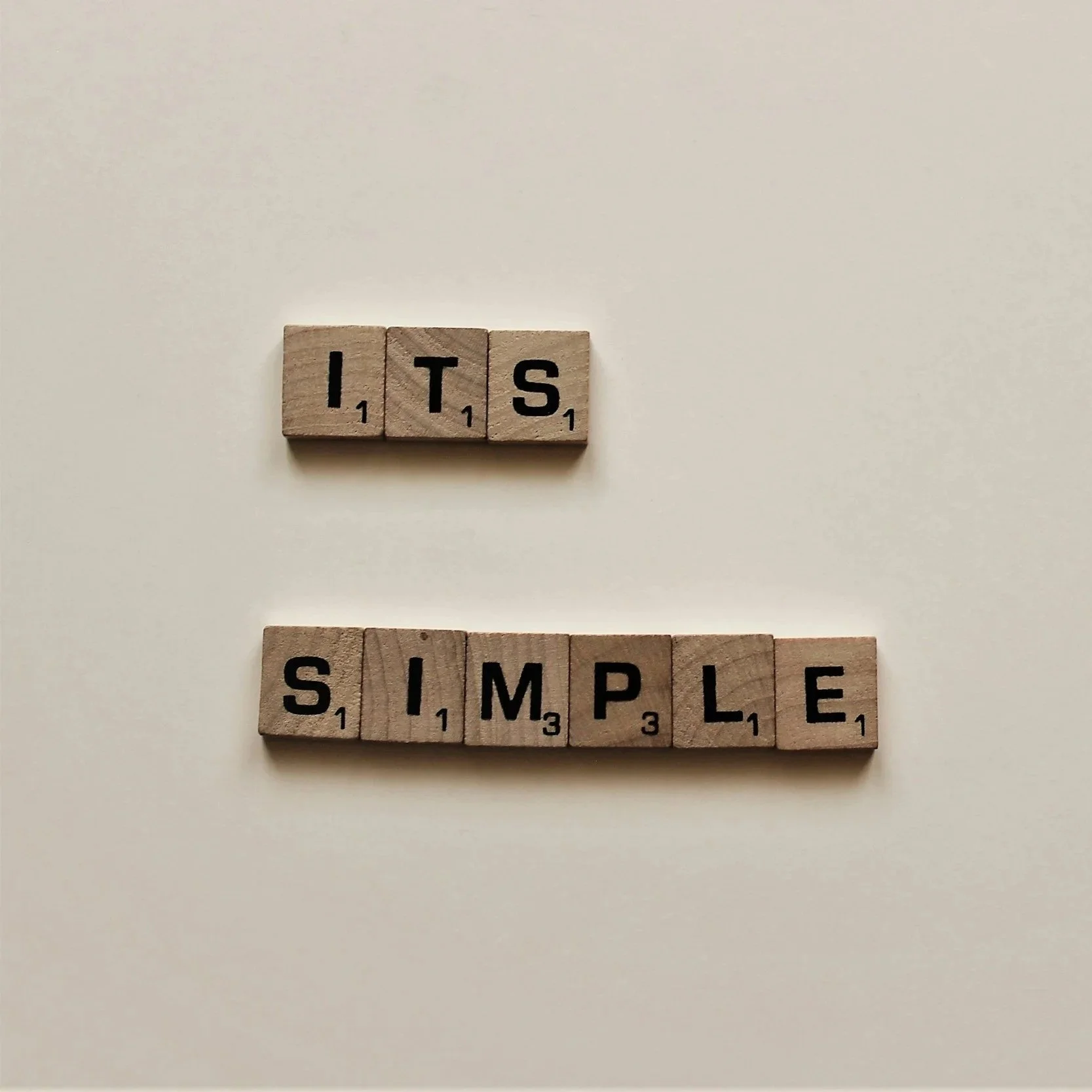 Schriftzug "It's Simple" mit Scrabble Steinen