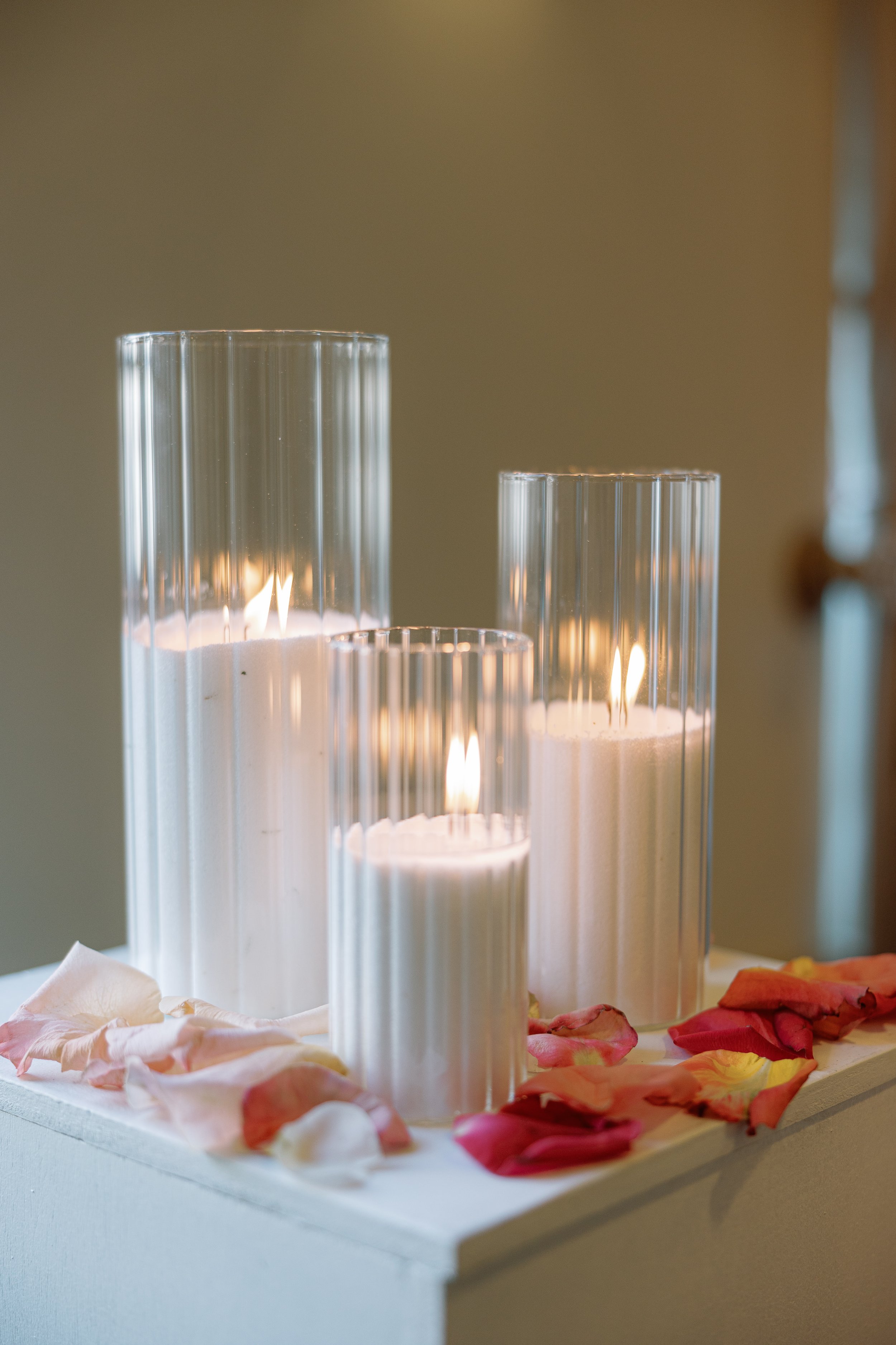 Ribbed Cylinder Vase Trio