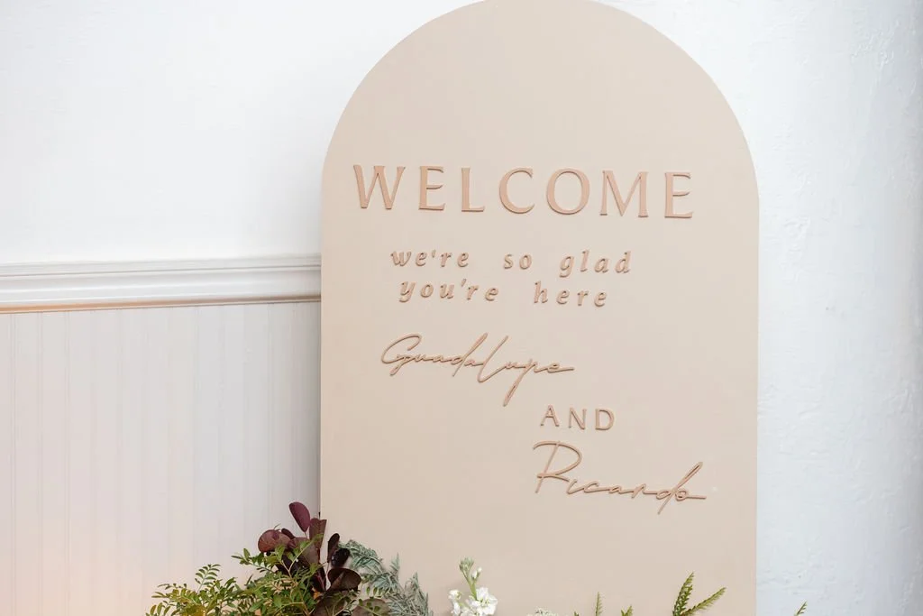 Wood Sign w/ Floral Tray