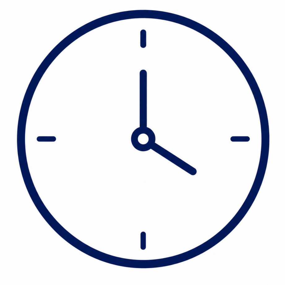 A round clock showing 12:20.