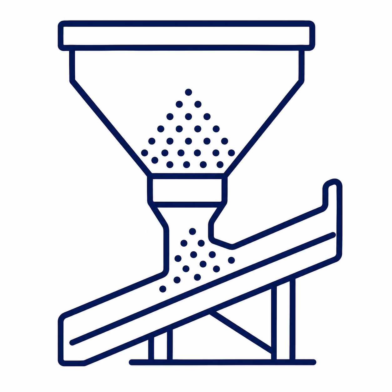 A line drawing of a grain mill with a large hopper and a manual crank for processing grains into flour.