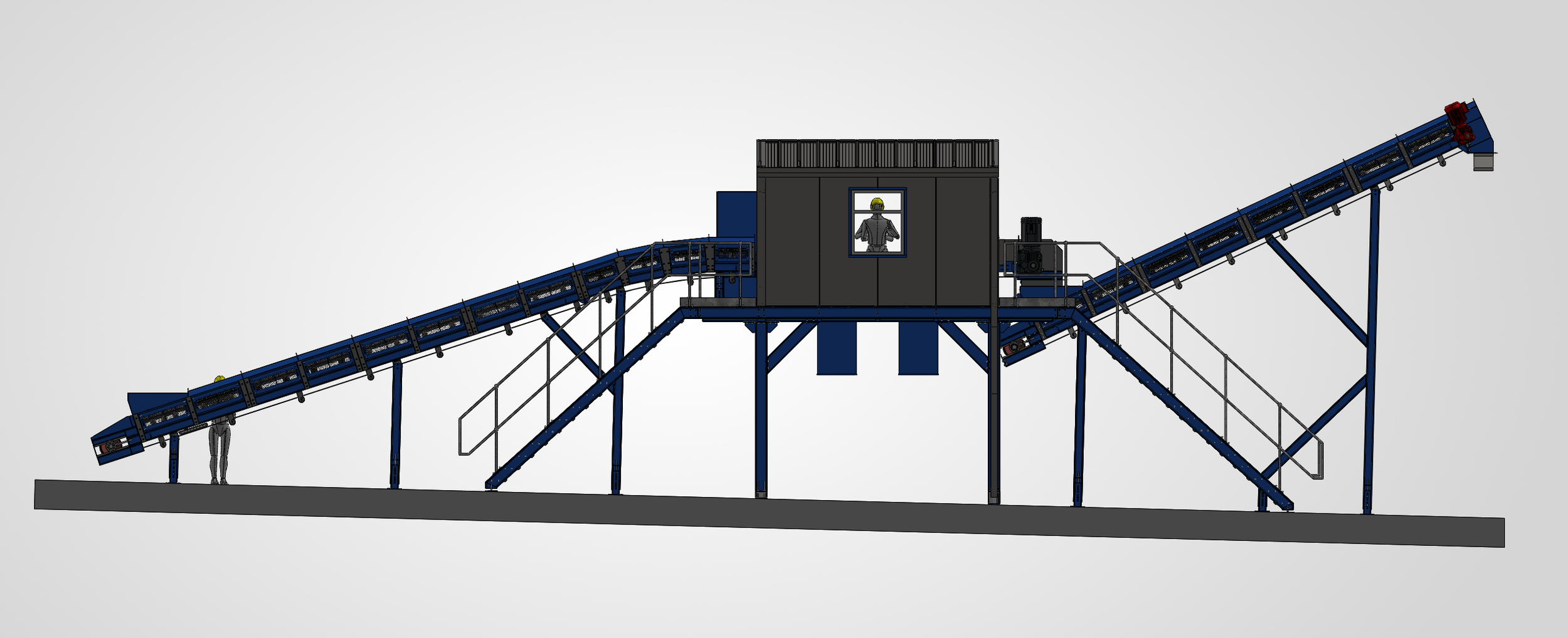 Side elevation of the picking shed and inclined conveyor system
