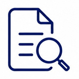 Outline icon of a document with magnifying glass