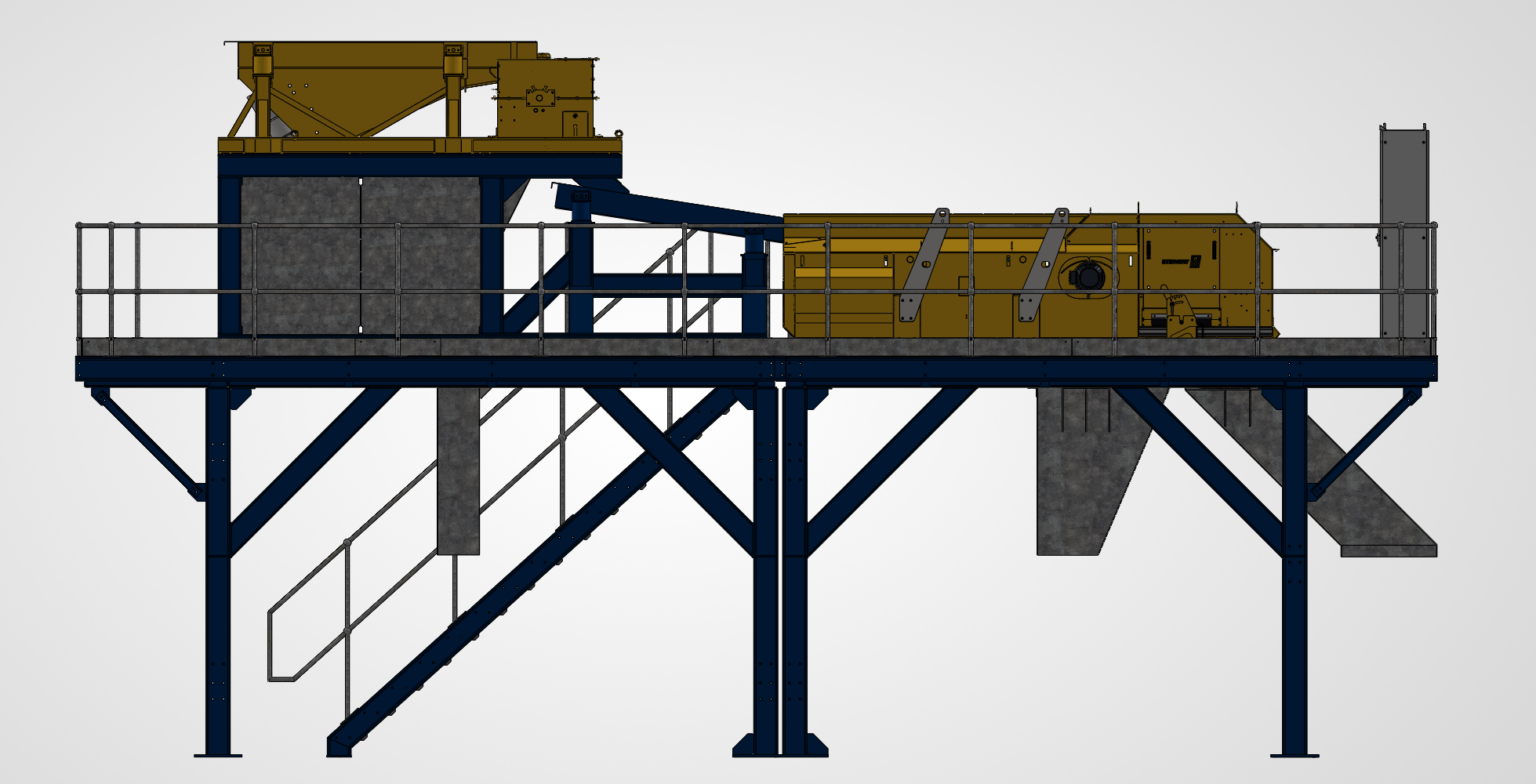 Side elevation of the separator platform and independently supported equipment