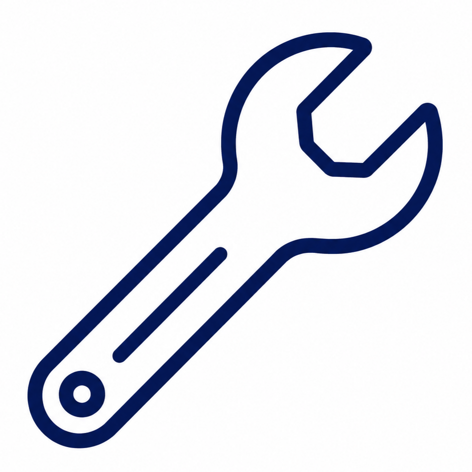 Outline of a wrench.