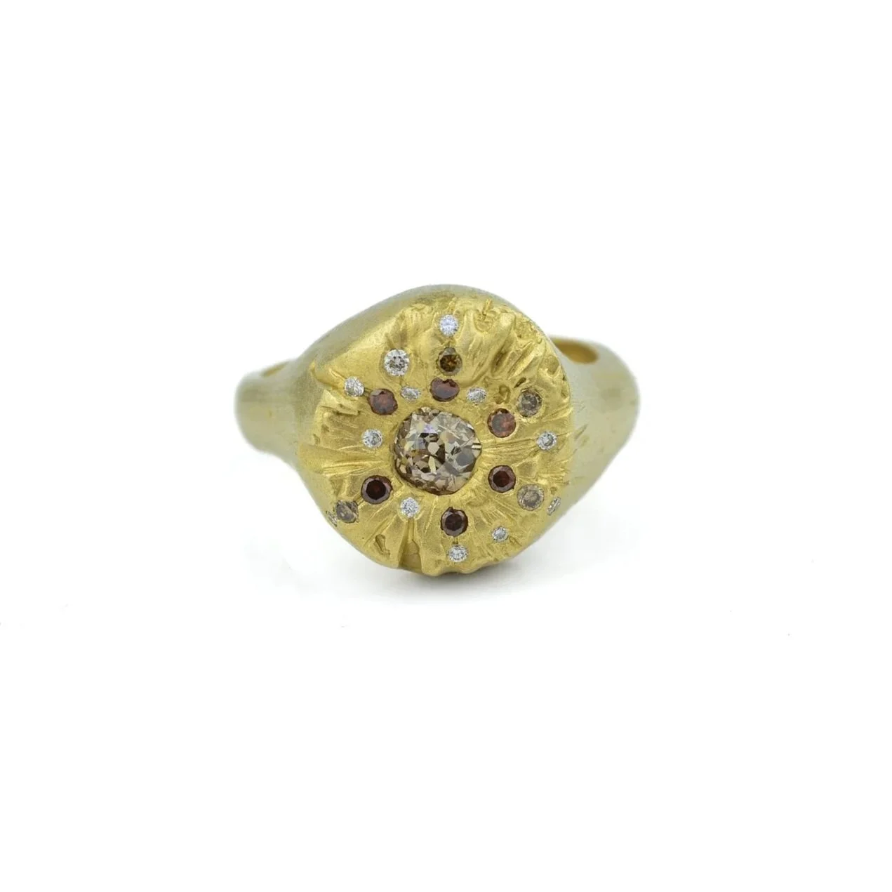 Old Cut Diamond Impact Signet Ring